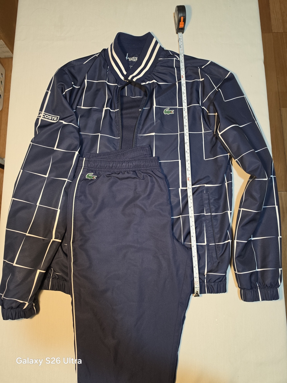 Lacoste Men’s Navy Grid-Print Track Jacket